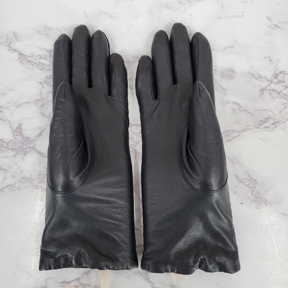 Isotoner Black Leather Driving Gloves with Cashmere Lining ARIS 115 - Picture 9 of 14